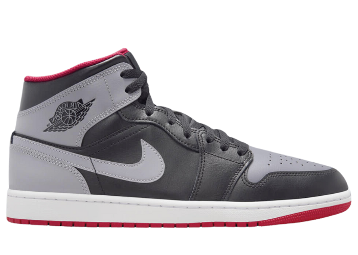 ★ナイキ★AIR JORDAN 1 MID BLACK CEMENT Nike mens Sneaker, Black/Cement Grey-fire Red-white, 8.5